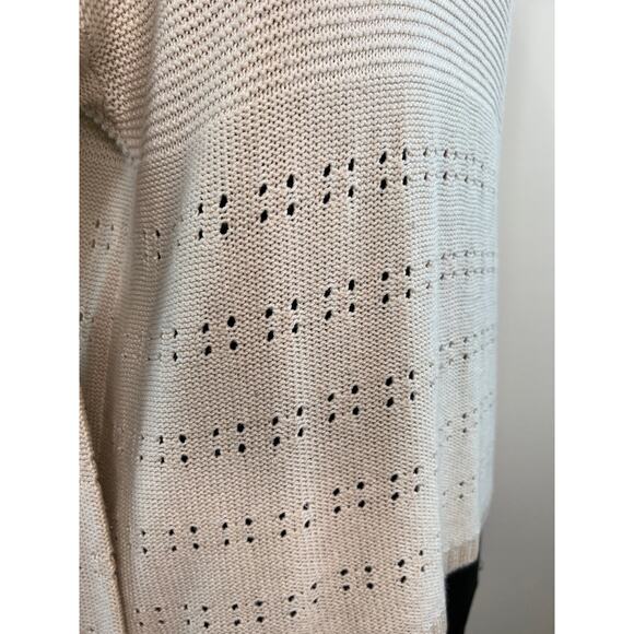 Manoukian Ivory V-Neck Relaxed Fit Long Sleeve Knit Top Sweater Medium Large M/L - Picture 4 of 9